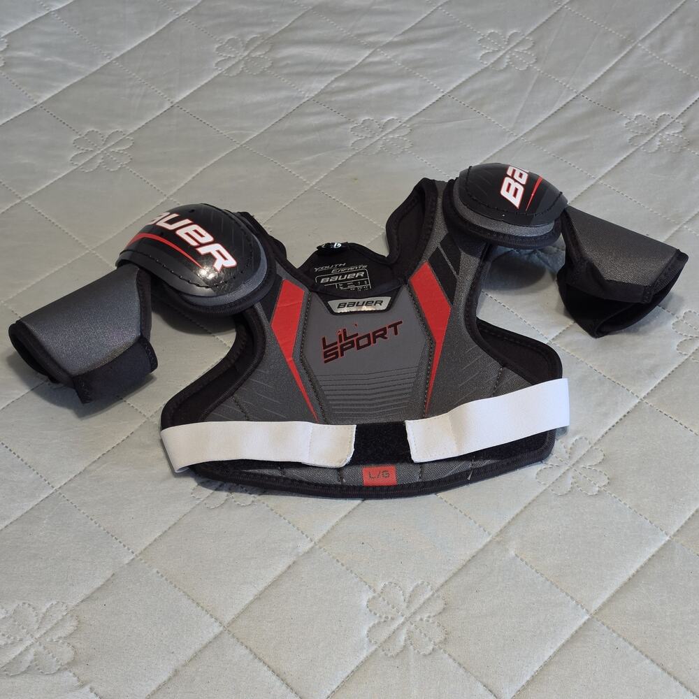 Bauer Lil Sport Hockey Shoulder Pads Junior Youth Large Age 7-9 Black